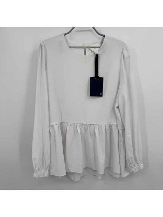 Tuckernuck Tops - Pomander Place by Tuckernuck White Carlota Peplum Blouse size XL NWT